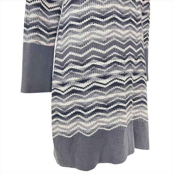 PRANA Meryl Hooded Long-Sleeve Sweater Dress in Coal Gray Chevron Stripe Size M - Picture 4 of 10